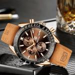 BENYAR Men's Brown Leather Chronograph Watch