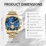 Olevs Men's Blue Gold Luxury Chronograph Watch
