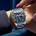 OLEVS Men's Luxury Blue Face Chronograph Watch