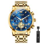 Olevs Men's Blue Gold Luxury Chronograph Watch