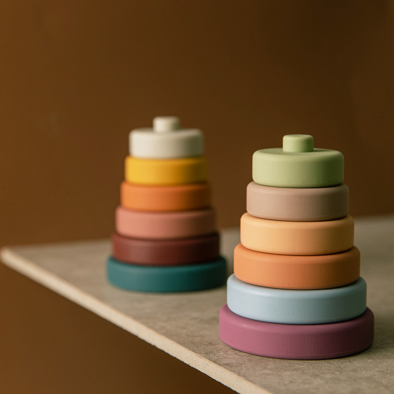 6-Piece Soft Silicone Baby Stacking Blocks Set