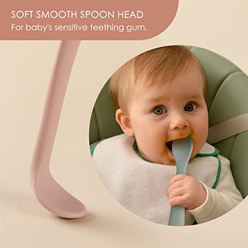 Silicone Baby Feeding Spoons - Soft Tips, 6-Pack
