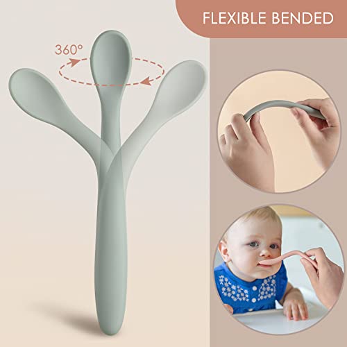 Silicone Baby Feeding Spoons - Soft Tips, 6-Pack