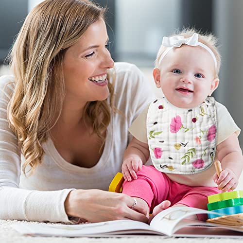 6-Piece Snap Muslin Bibs for Baby Feeding