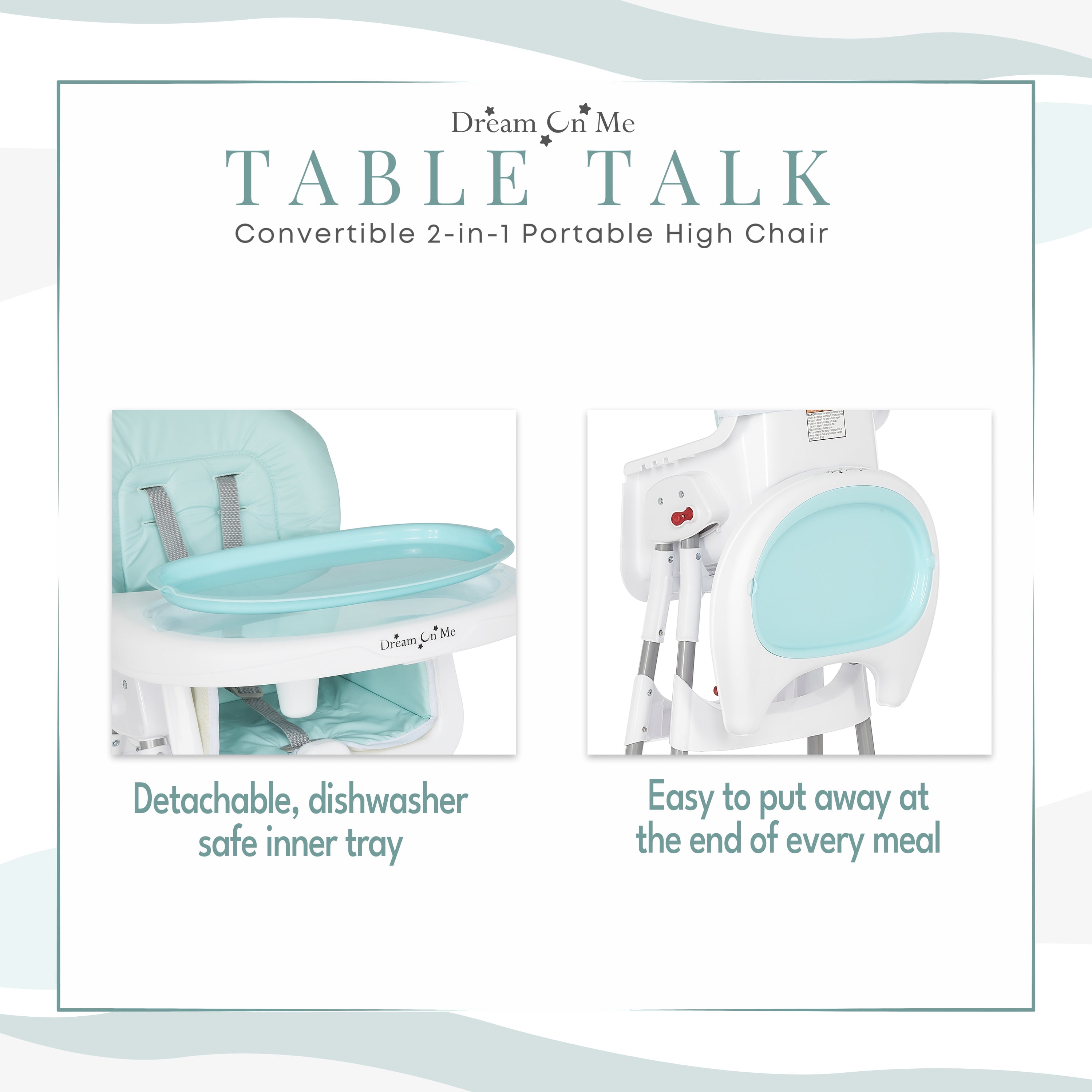 Dream On Me Aqua 2-in-1 Portable High Chair
