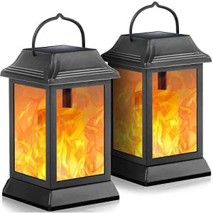 TomCare 2-Pack Solar Lanterns with Flickering Flame