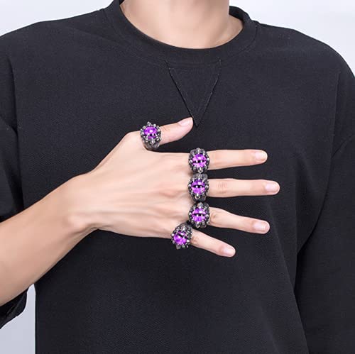 Gothic Dragon Claw Ring with Purple Gemstone