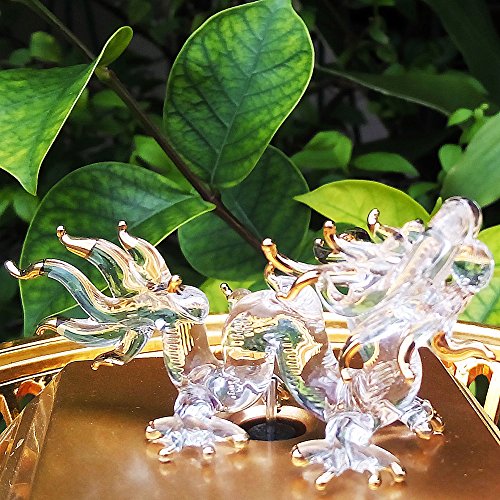 Tiny Clear and Gold Chinese Dragon Figurine