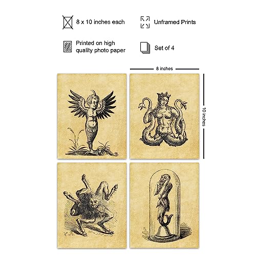 Gothic Wall Art Prints - Mythical Creatures Set