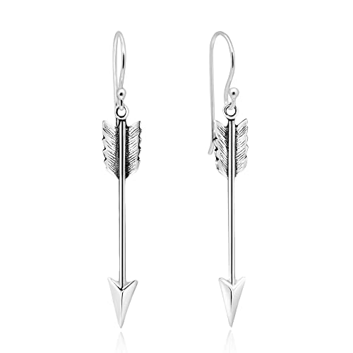 Minimalist Sterling Silver Arrow Dangle Earrings