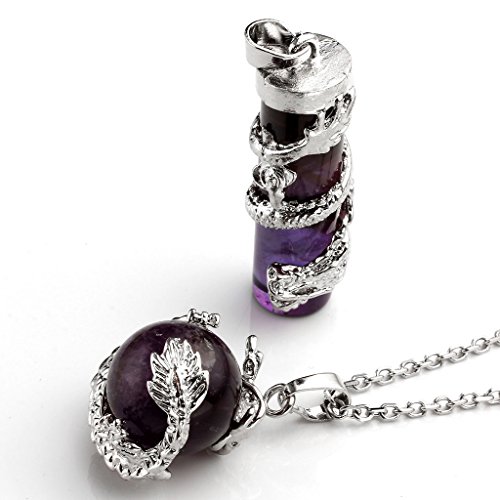 Dragon Wrapped Amethyst Crystal Necklaces for Couples