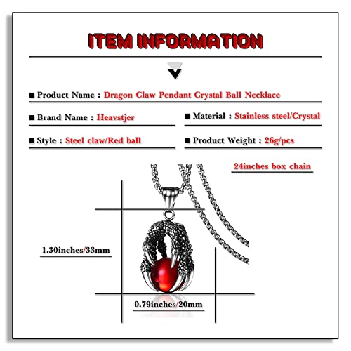 Punk Rock Dragon Claw Crystal Ball Necklace