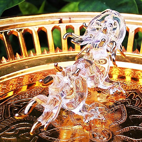 Tiny Clear and Gold Chinese Dragon Figurine