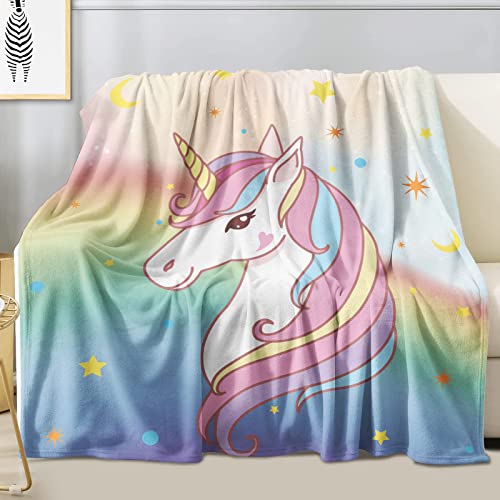 Mythical Rainbow Horse Plush Throw Blanket 50"x60