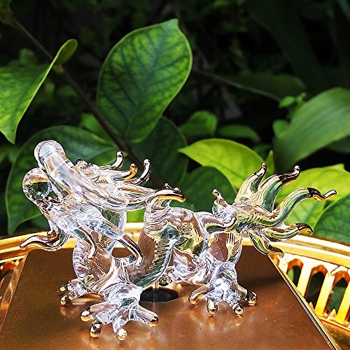 Tiny Clear and Gold Chinese Dragon Figurine