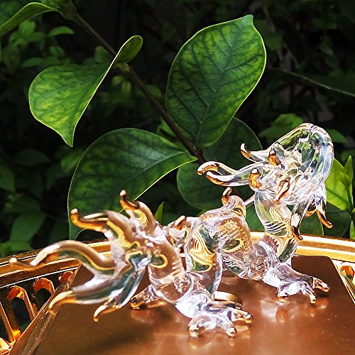 Tiny Clear and Gold Chinese Dragon Figurine