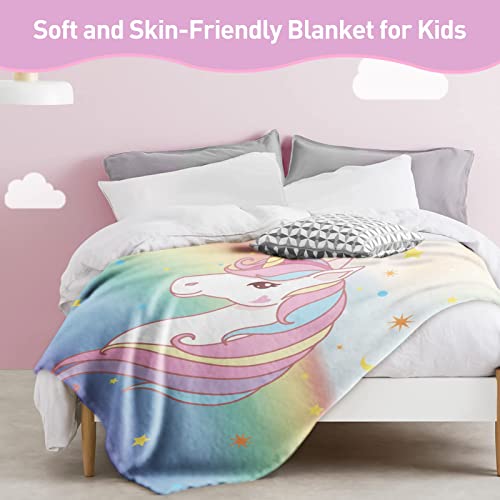 Mythical Rainbow Horse Plush Throw Blanket 50"x60