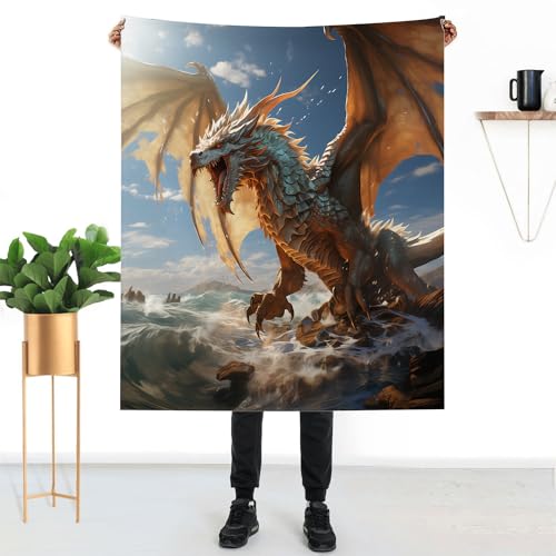 Magical Dragon Blanket - Soft Fantasy Throw 50" x 60