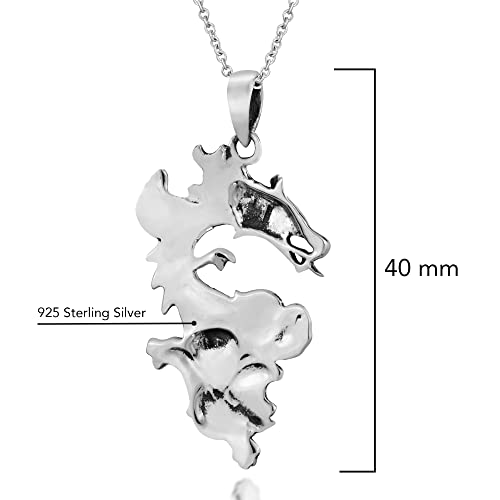 Majestic Dragon Blue Lapis Sterling Silver Pendant