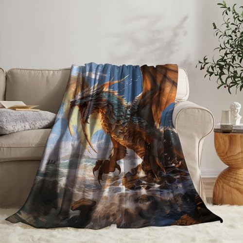 Magical Dragon Blanket - Soft Fantasy Throw 50" x 60