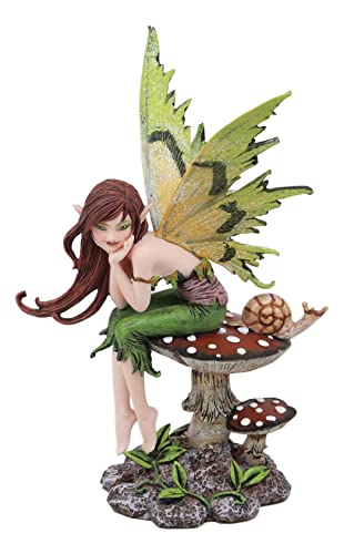 Amy Brown Fairy on Giant Toadstool Statue