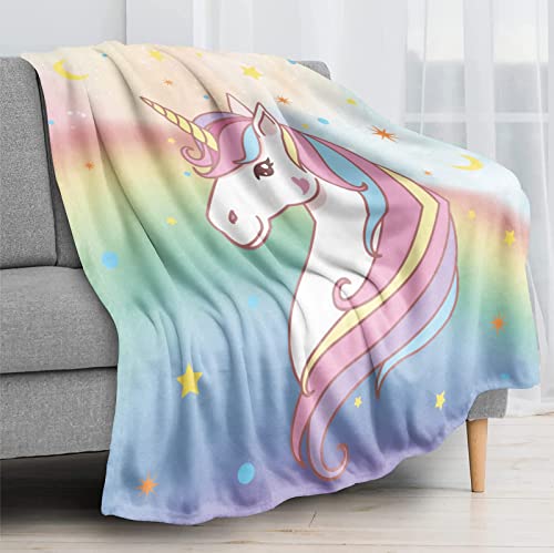 Mythical Rainbow Horse Plush Throw Blanket 50"x60
