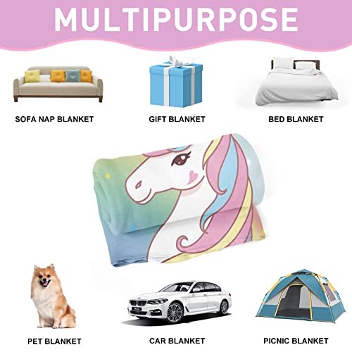 Mythical Rainbow Horse Plush Throw Blanket 50"x60