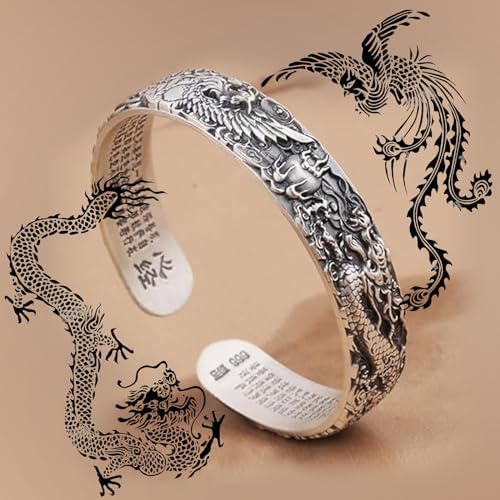 Dragon and Phoenix Sterling Silver Feng Shui Bracelet