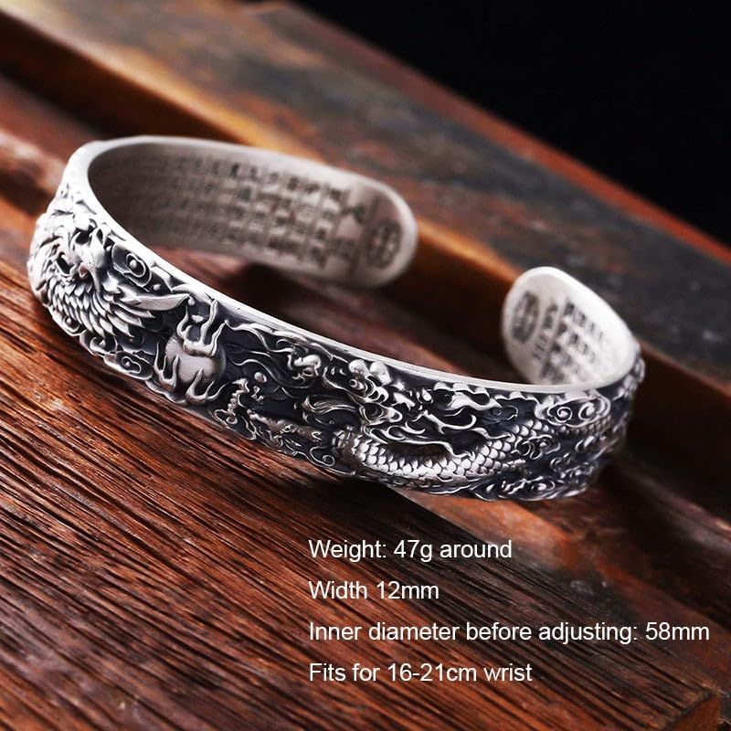 Dragon and Phoenix Sterling Silver Feng Shui Bracelet