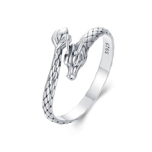 Dainty 925 Silver Dragon Wrap Ring for Women
