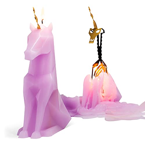 Lilac PyroPet Unicorn Candle with Metallic Skeleton