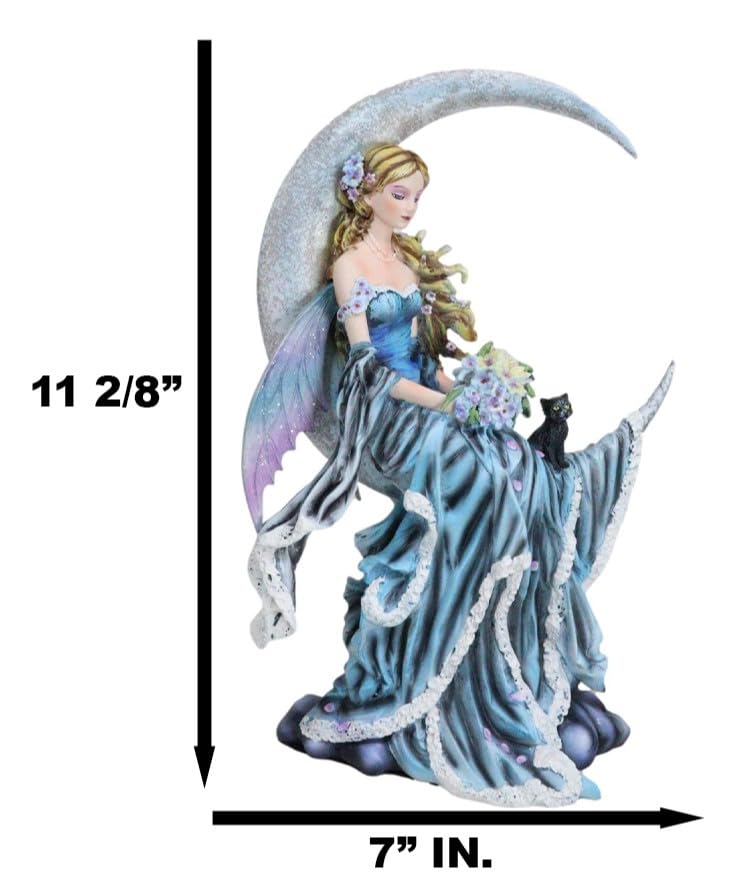 Celestial Crescent Moon Fairy Statue 11" H
