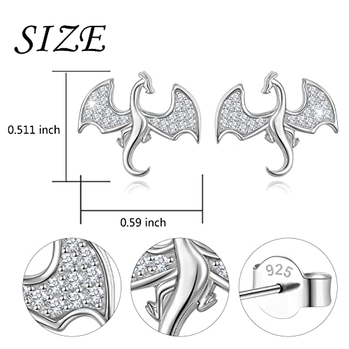 Flying Dragon Stud Earrings in Sterling Silver