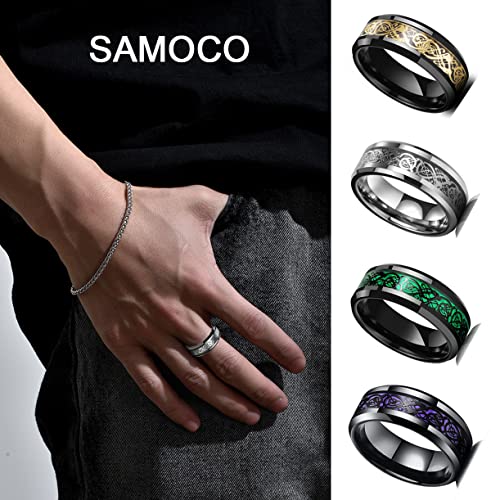 Celtic Dragon Inlay Stainless Steel Wedding Rings