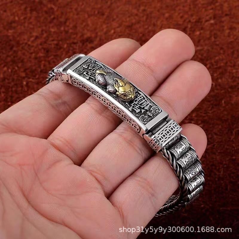 Sterling Silver Pixiu Bracelet for Wealth and Luck