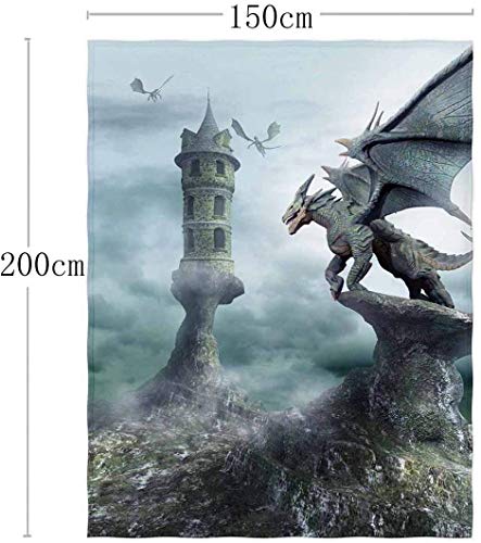Dragon & Castle Print Super Soft Throw Blanket