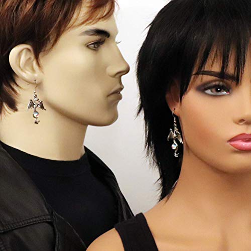 Gothic Silver Dragon Dangle Earrings