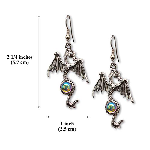 Gothic Silver Dragon Dangle Earrings