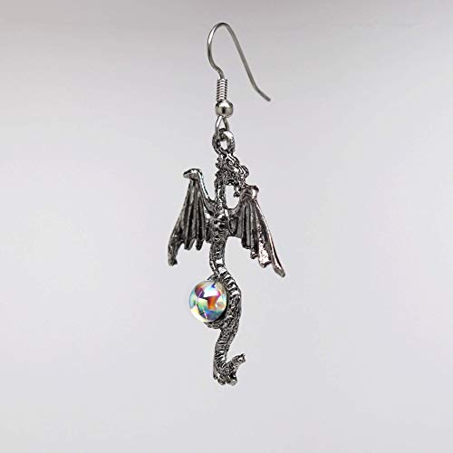 Gothic Silver Dragon Dangle Earrings