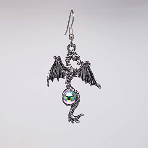 Gothic Silver Dragon Dangle Earrings