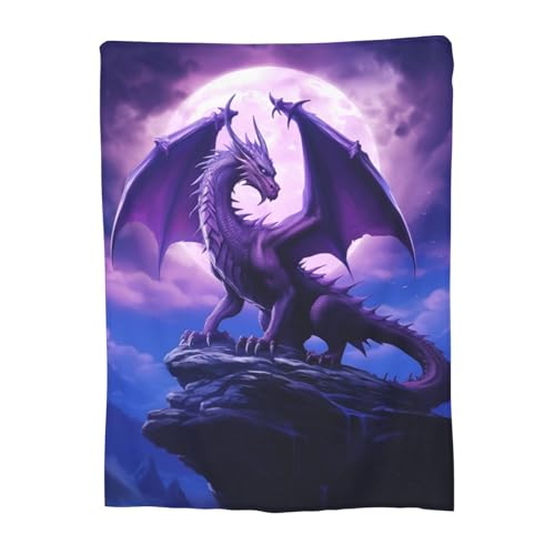 Fantasy Purple Dragon Throw Blanket - Soft & Comfy