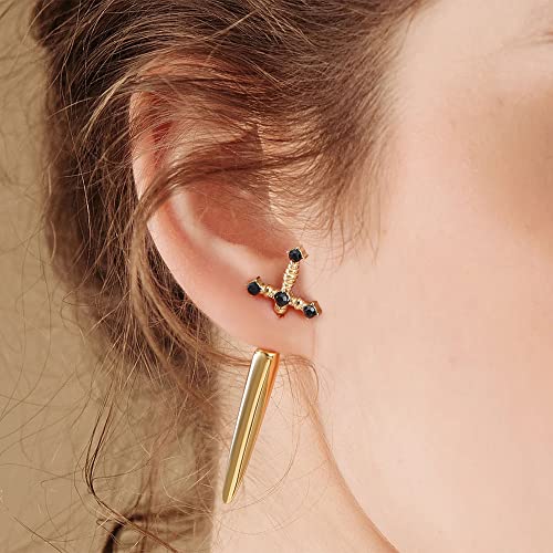 Gothic Sword Dagger Earrings in Rainbow Design