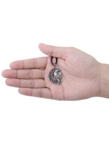 Celtic Raven Necklace on Crescent Moon Pendant