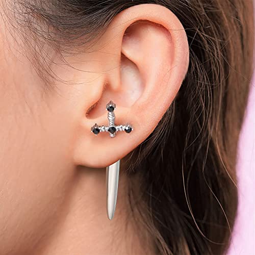 Gothic Sword Dagger Earrings in Rainbow Design