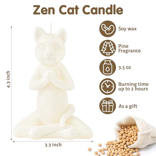 Zen Cat Candle for Meditation and Aromatherapy