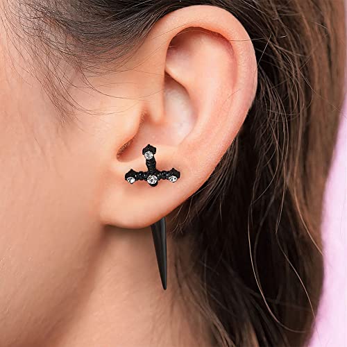 Gothic Sword Dagger Earrings in Rainbow Design