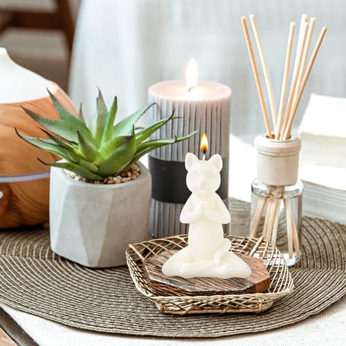 Zen Cat Candle for Meditation and Aromatherapy