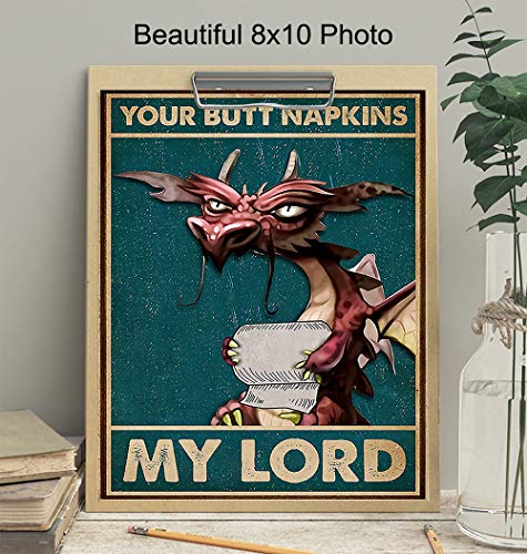 Funny Dragon Bathroom Wall Art - Mythical Decor