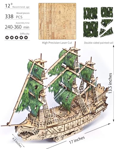 Flying Dutchman 3D Pirate Ship Wooden Puzzle Kit