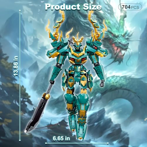Cool Green Dragon Warrior Mech Building Blocks Set